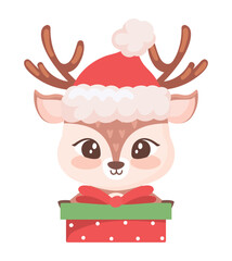 christmas deer and gift box