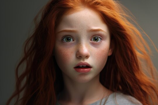 A close-up shot of a young girl with vibrant red hair. This image can be used to depict youth, beauty, or individuality. Perfect for magazine covers, beauty blogs, or advertisements promoting hair pro