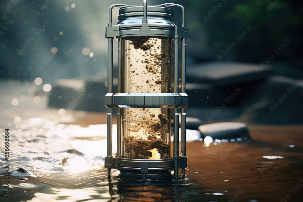 Poster a lantern peacefully sits on the surface of the water. this image can be used to depict tranquility 