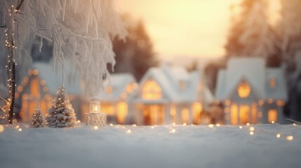 A Christmas scene with a beautiful housing estate in the background. Copy space for developers and real estate sellers.