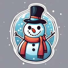 Cute snowman sticker