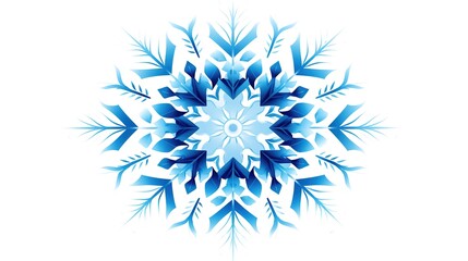 one large blue snowflake on a white background.