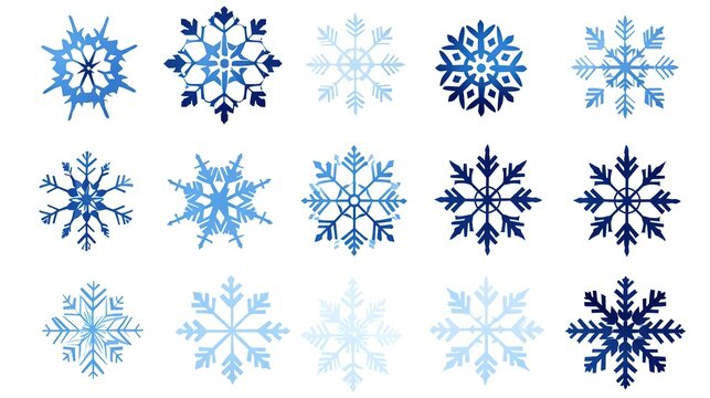 set of blue snowflakes for the background.