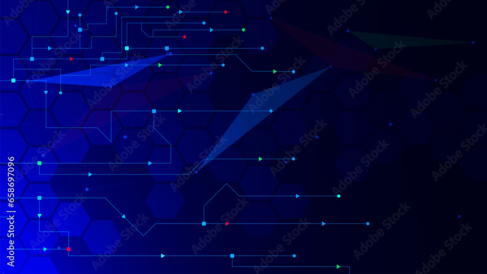 Poster abstract futuristic technology background with circuit board. network connection and digital communi