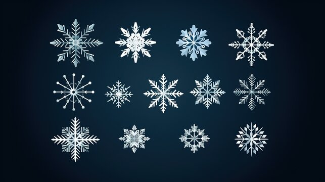 set of blue snowflakes for the background.
