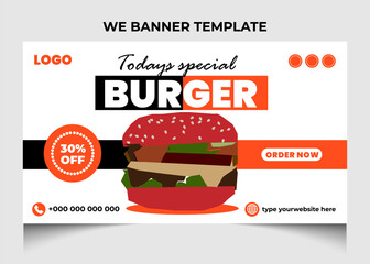 Food menu or restaurant video thumbnail or web banner template design.