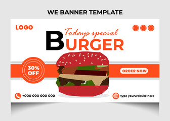 Food menu or restaurant video thumbnail or web banner template design.
