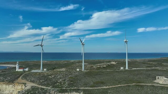 windmill. Windmills built by the sea. Windmills for electric power productio