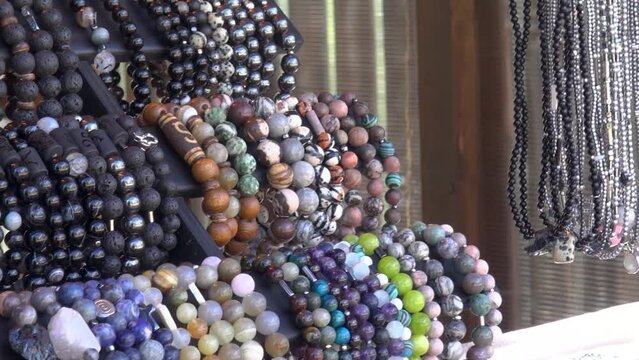 handmade jewelry earrings and bracelets made of mineral stones