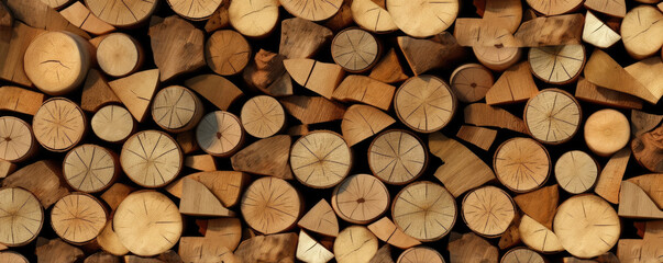 natural wooden logs background.