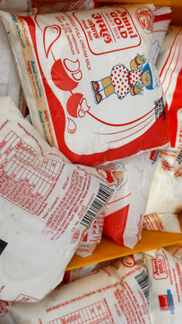 Amul milk many milk packets together photograph Editorial Stock image 25 Sep 2023, Saket, New delhi