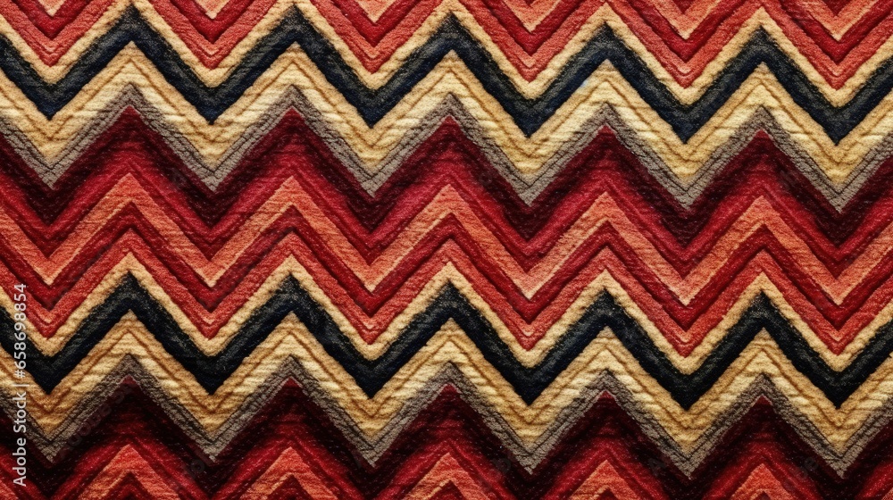 Poster ethnic fabric with zig zag pattern grunge background boho style 3d illustration
