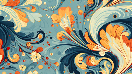 A blue and orange Pattern with swirls
