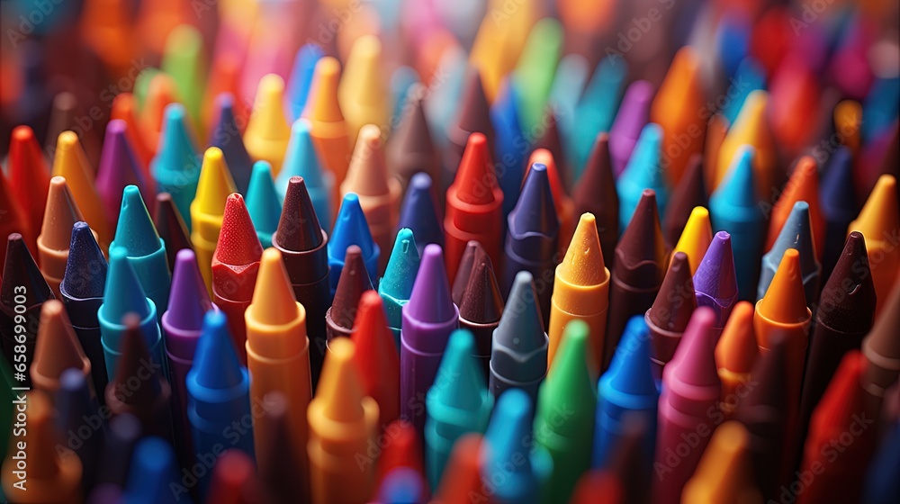 Poster dreamy impression created by shallow depth of field and overhead crayon shot