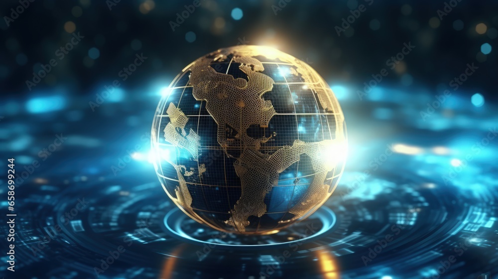Aufkleber Digital innovation technology concept with secure blockchain based transactions in a global fintech business