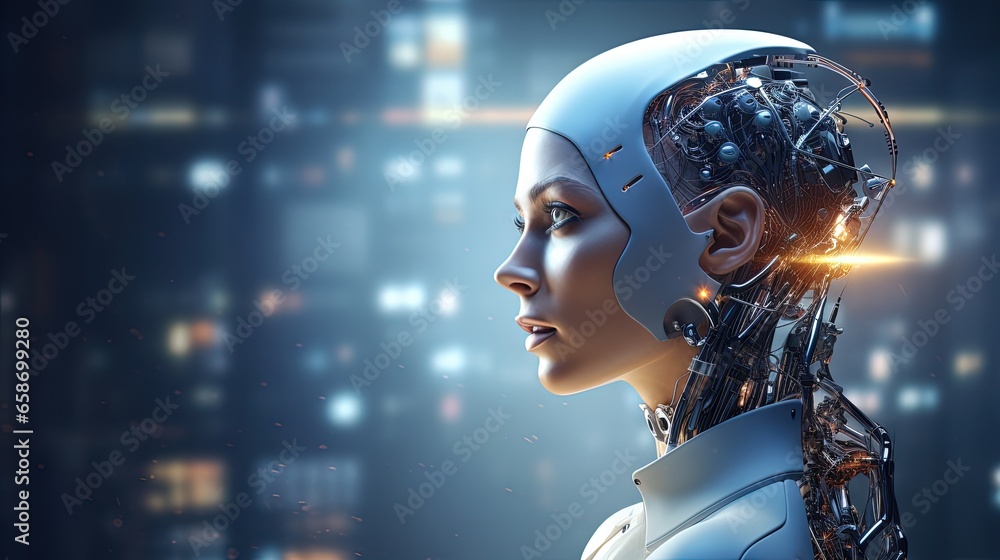 Poster ai robot searching concept illustrated in 3d