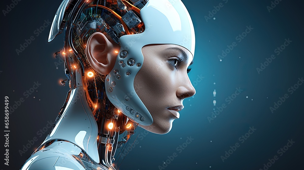 Poster ai robot searching concept illustrated in 3d