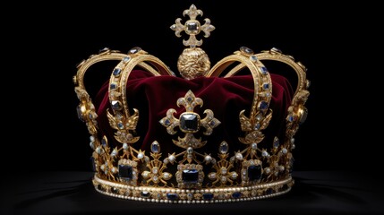 Black background isolates the Royal Coronation Crown