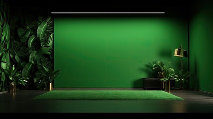 3D Rendered Green Background Studio
