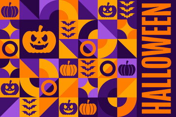 Happy Halloween. Holiday concept. Template for background, banner, card, poster with text inscription. Vector EPS10 illustration.