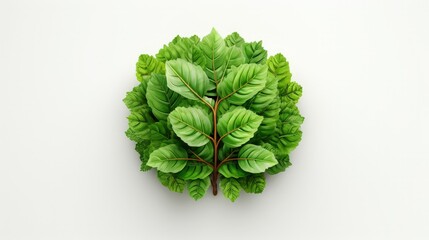 Green leaf brain representing eco thinking and mental health awareness