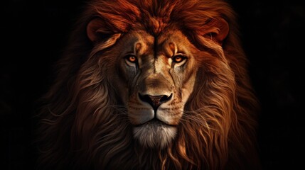 Fototapeta premium Dark portrait of a stunning lion