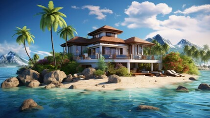 3D rendering of Island vacation villa