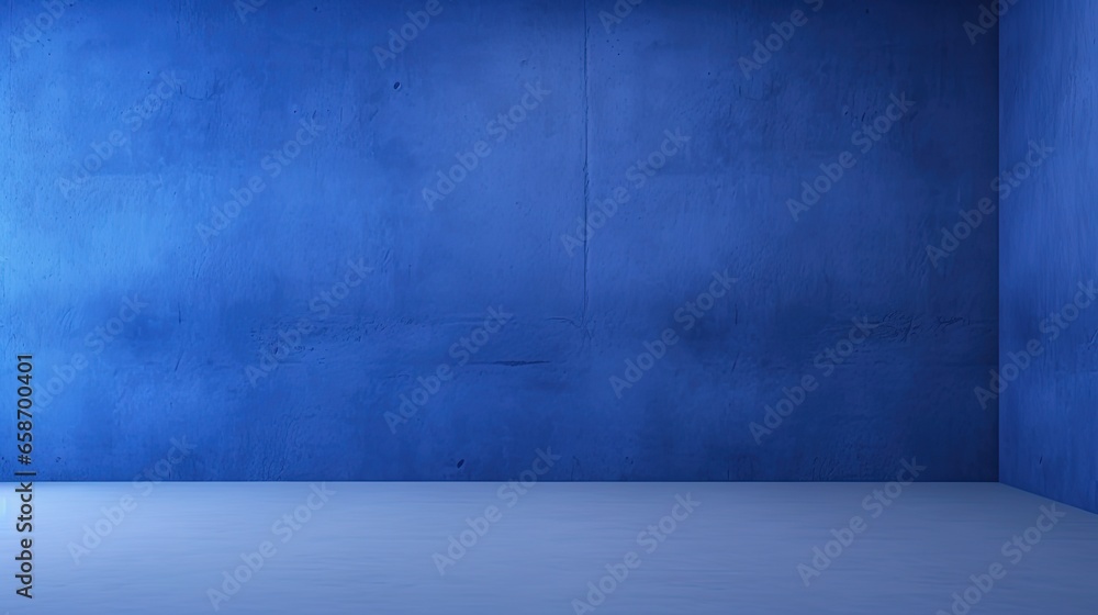Poster abstract blue paper texture on the walls and floor of an empty photo studio