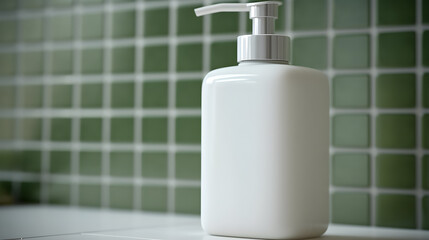 Fototapeta na wymiar Shampoo Bottle Mockup with Blank Label