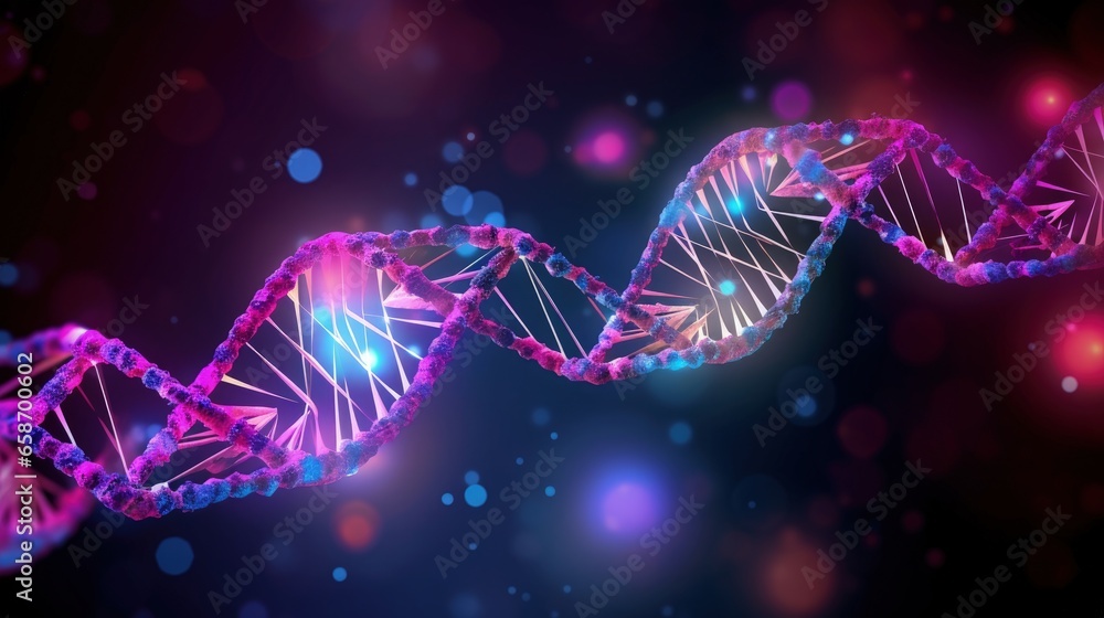 Poster innovative medical science and biotechnology concept manipulating and replacing parts of luminous dn