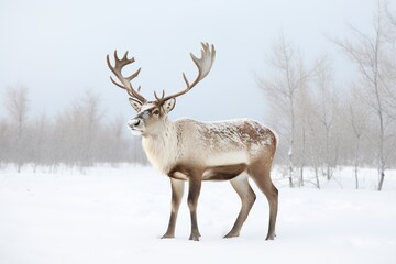 Naklejka na ściany i meble reindeer in the snow
