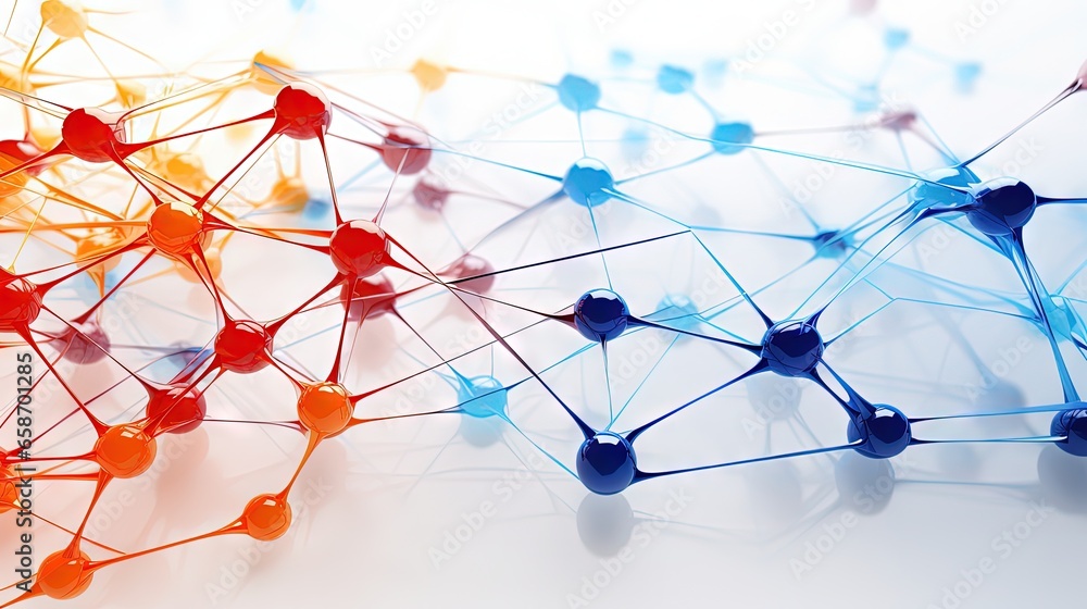 Aufkleber Connecting entities Online networking social media internet communication summarized Smaller network within a larger one Network of colored wires on white backdrop with shallow depth of field