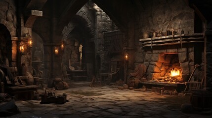 Obraz premium Interior of the church of the holy sepulchre. AI generated art illustration.