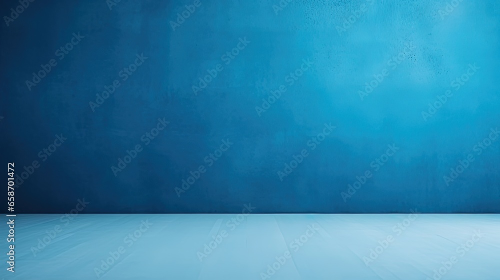 Poster abstract blue paper texture on the walls and floor of an empty photo studio