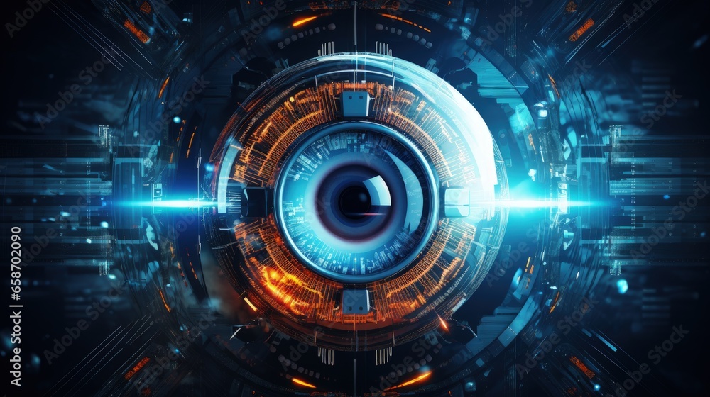 Leinwandbilder abstract 3d illustration symbolic concept of cyber espionage hacking and surveillance in a digital n