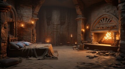 Interior of the church of the holy sepulchre. AI generated art illustration.