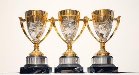 Obraz na płótnie Canvas Winners' cups stand in a row