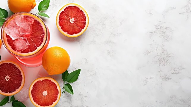 Campari cocktail with red oranges on gray concrete background aperitif aesthetic empty space