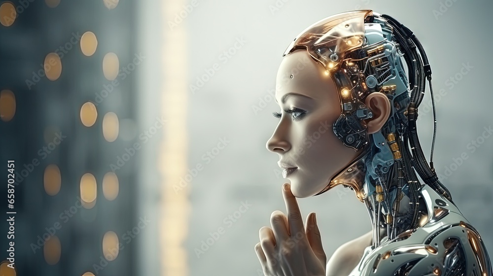 Poster ai robot searching concept illustrated in 3d