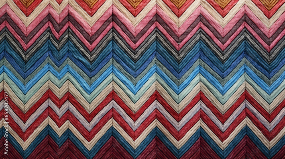 Poster ethnic fabric with zig zag pattern grunge background boho style 3d illustration