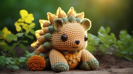 Handmade crochet toy for a kid - obrazy, fototapety, plakaty
