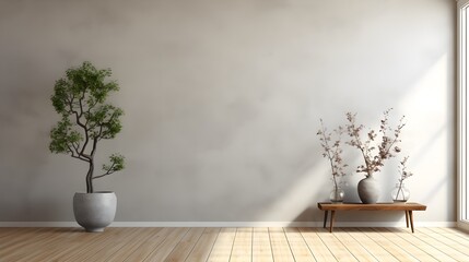 Home mockup, minimalist decorated interior background, 3d render. Generative AI