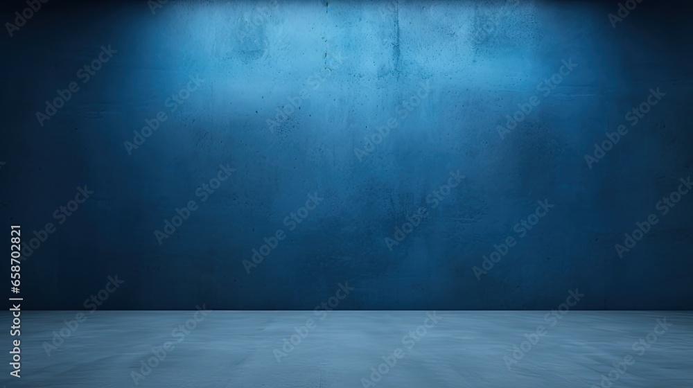 Poster abstract blue paper texture on the walls and floor of an empty photo studio
