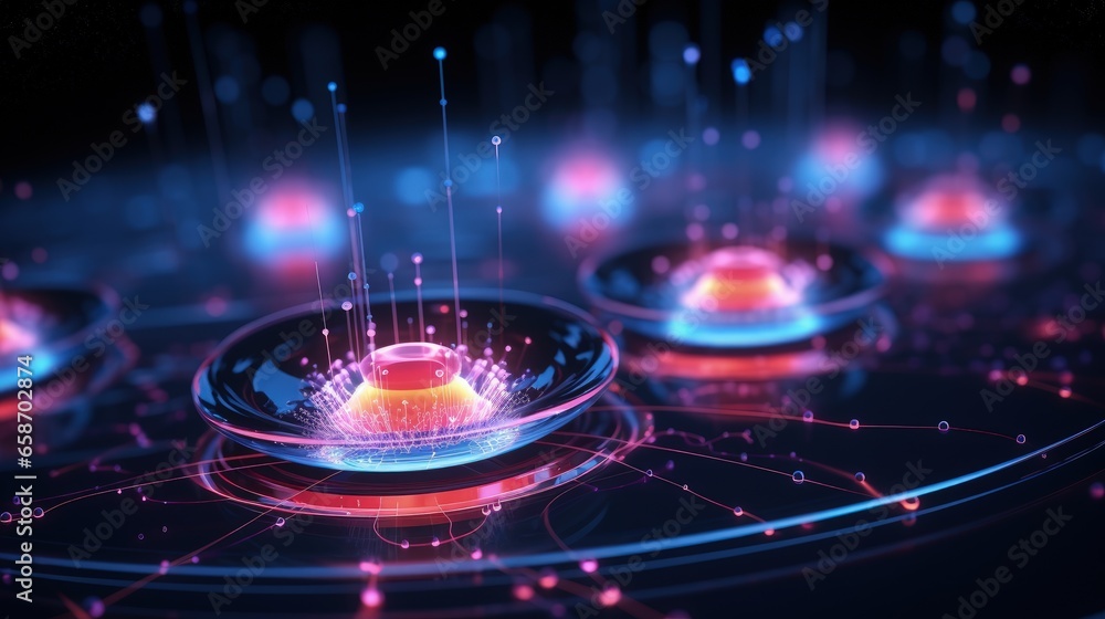 Aufkleber High tech innovation revolves around big data and AI neural networks with emotional music and vibrant strings
