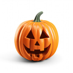 Carved Halloween pumpkin jack o lantern isolated on white background