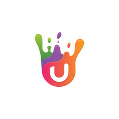 Colorful paint with letter u logo design.