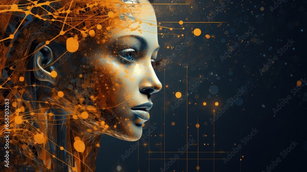 Aufkleber AI representation using geometric data covering an abstract process