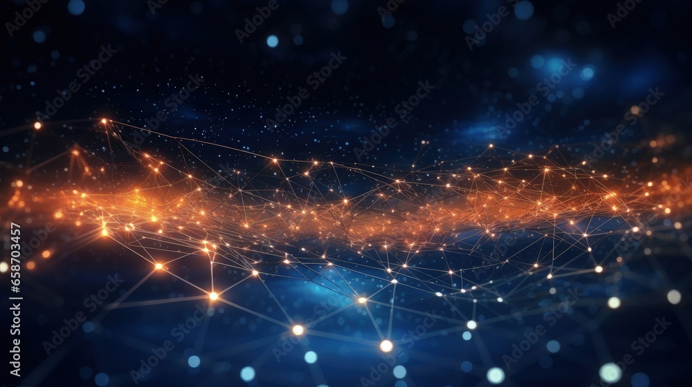 Poster 3D rendering of high speed digital technology and network connections in cyberspace