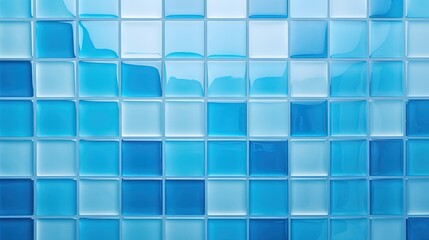 Blue ceramic wall and floor tiles with a mosaic pattern in bathroom and kitchen Geometric design with a grid texture for pool decoration Simple and clean abstract surface