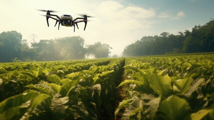 Aerial drone gathers data in tobacco agriculture
